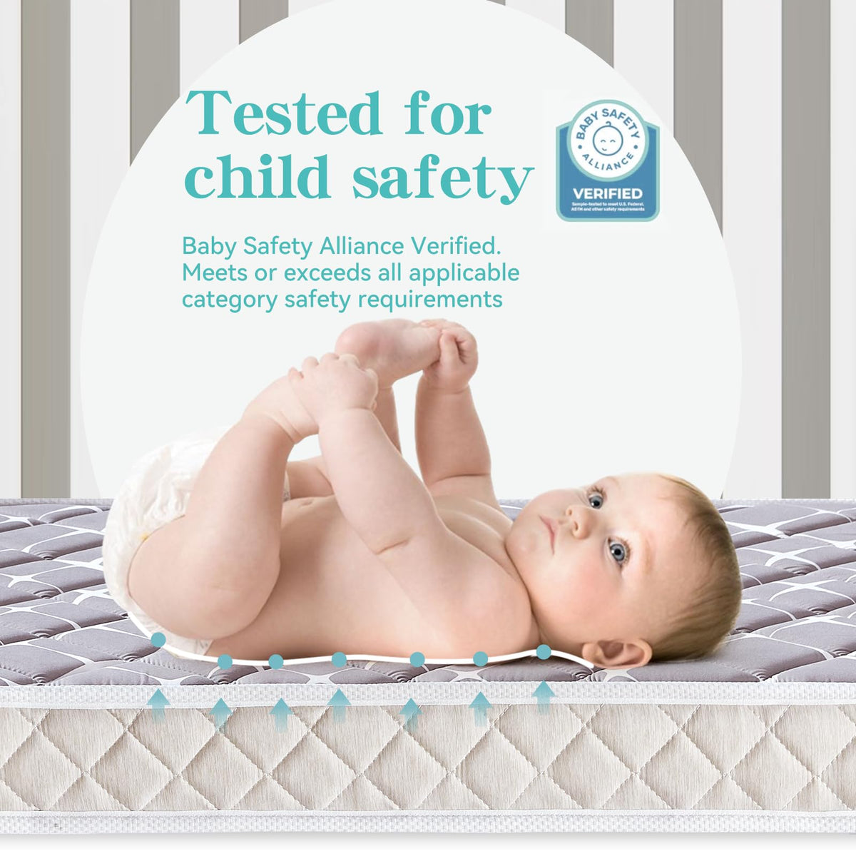 Hypoallergenic Baby Crib and Toddler Mattress 52" x 27.6" x 5" Q866