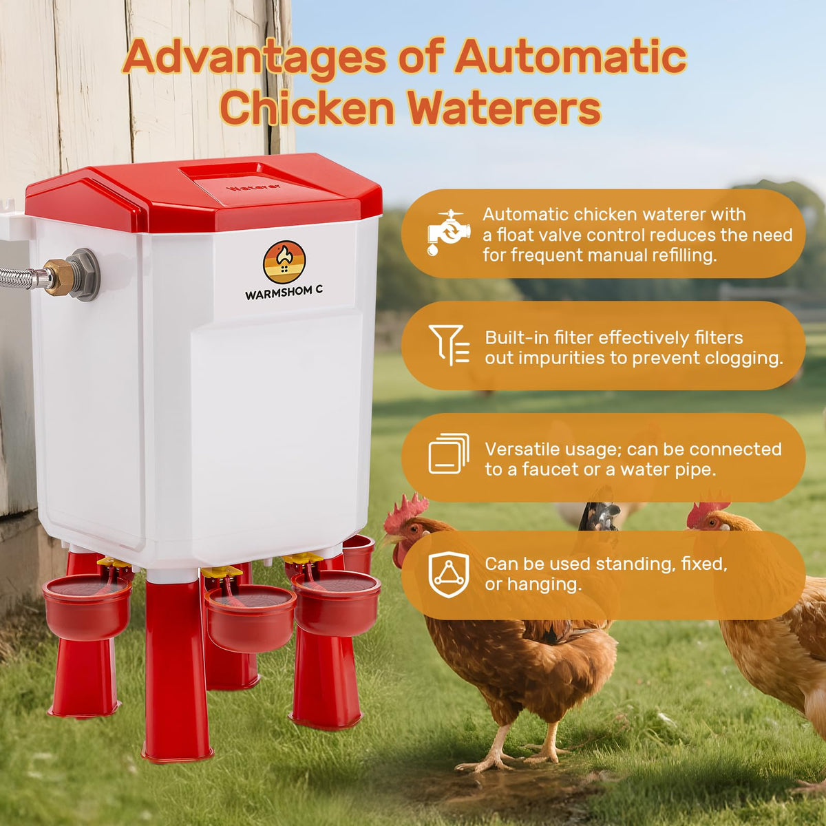 Automatic Chicken Waterer with Stainless Steel Hose H456972