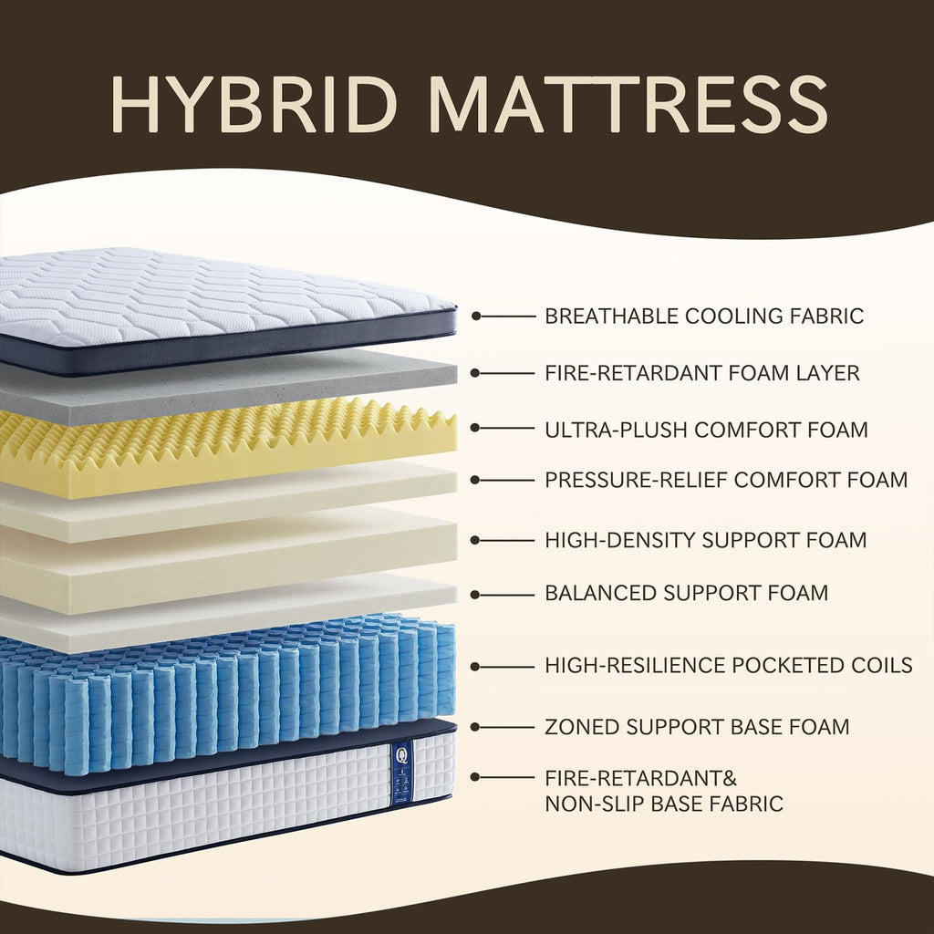 12 Inch Medium Firm Hybrid Mattress O186