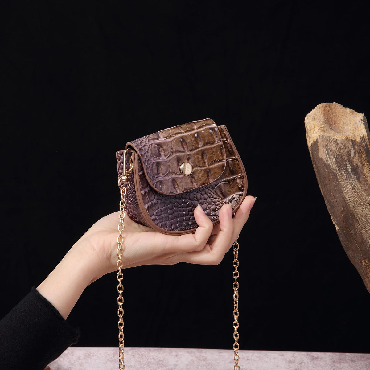 Mini Crocodile Embossed Leather Clutch L43984