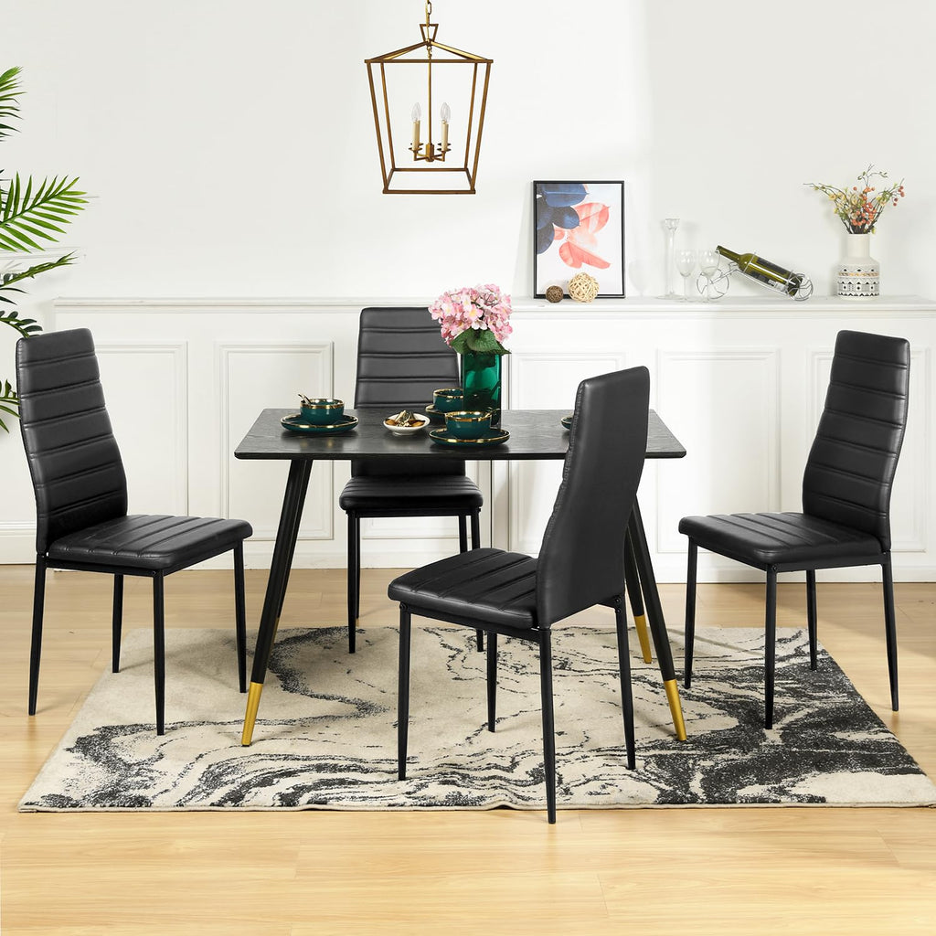 Black PU Dining Chairs Set of 4 Metal Legs L787737