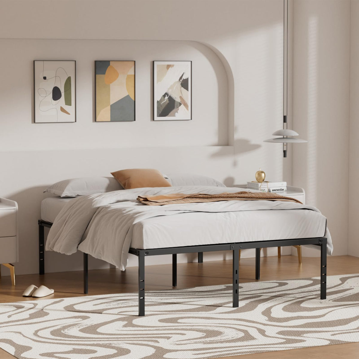Queen Size Metal Bed Frame with Underbed Storage V276327