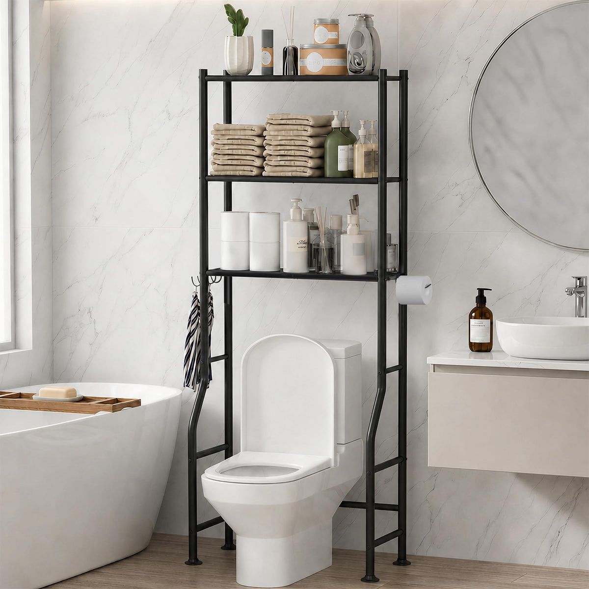 3-Tier Over Toilet Storage, Black P707