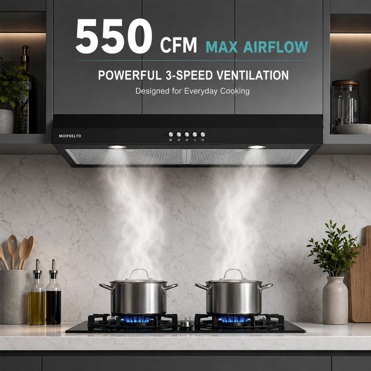 30" Black Under Cabinet Range Hood M200307