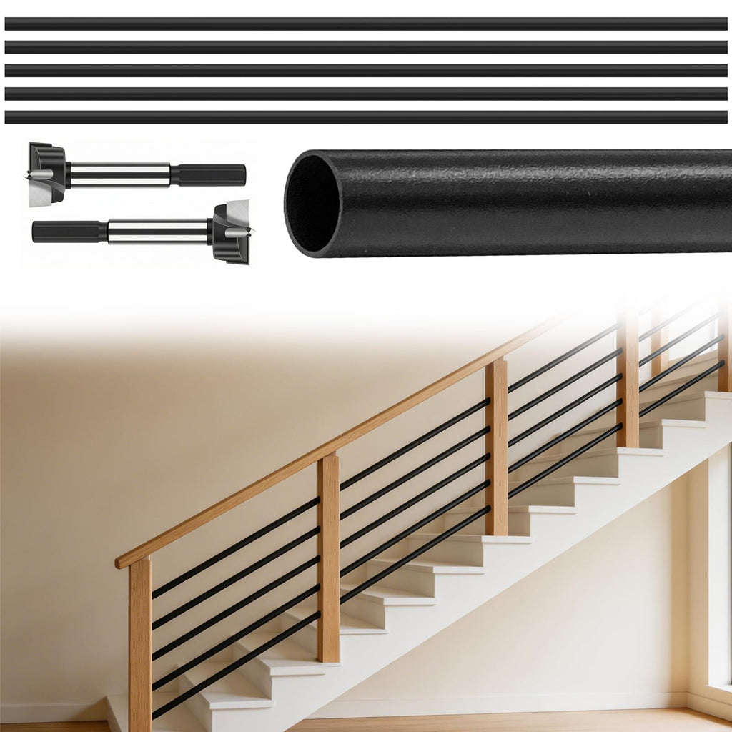 5 Pack 6 FT Aluminum Stair Balusters Matte Black E72865