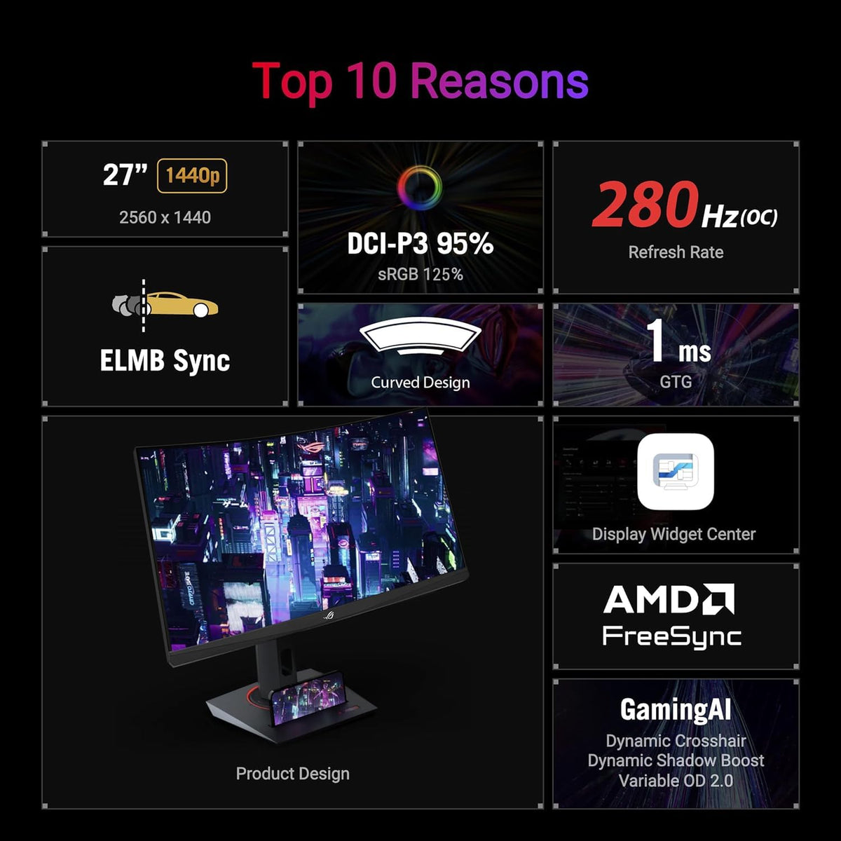 27" Curved 280Hz QHD Gaming Monitor K365