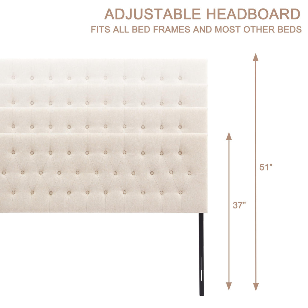 Beige Tufted Upholstered Queen Size Headboard U65104