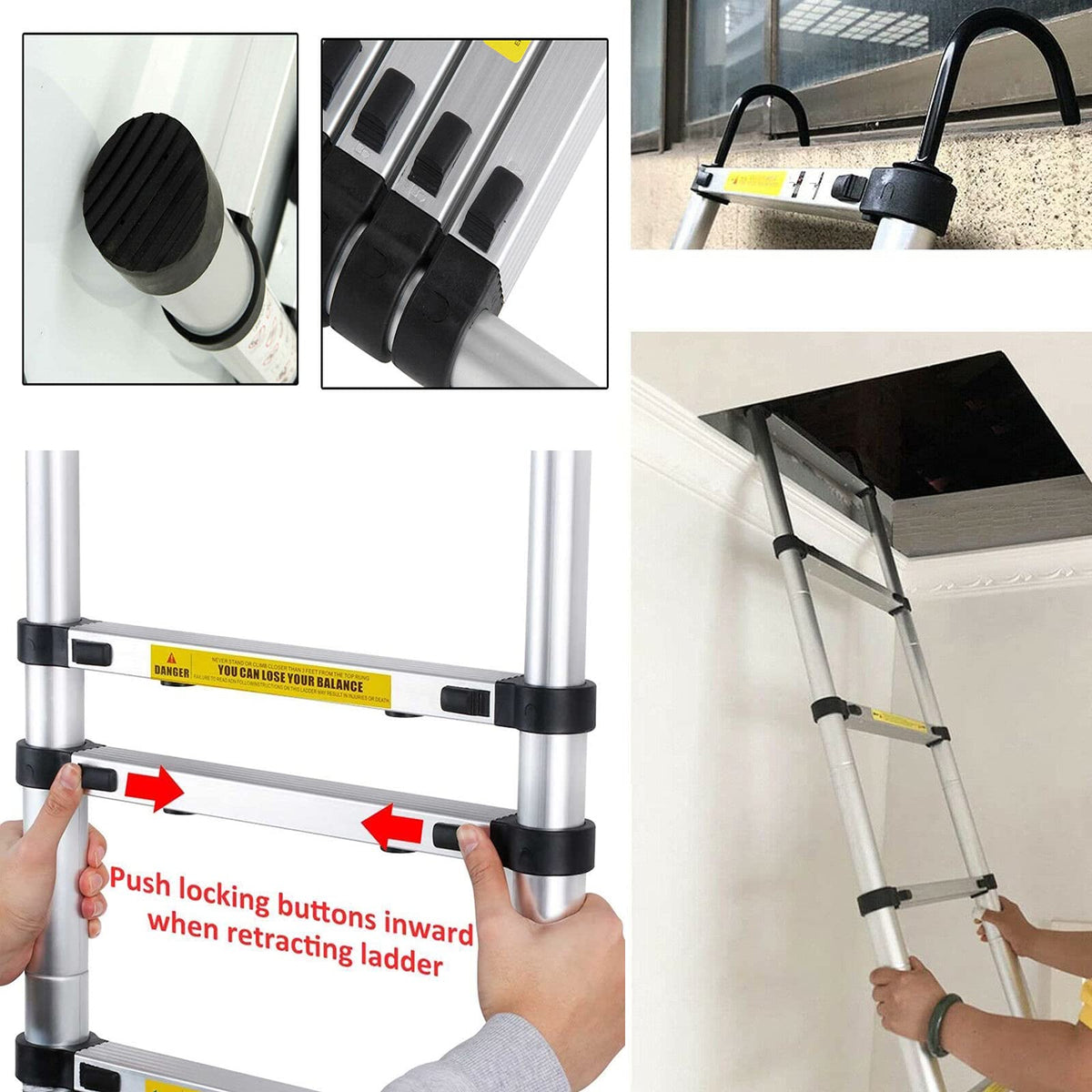 20.34 ft Aluminum Telescopic Ladder 330lbs S41065