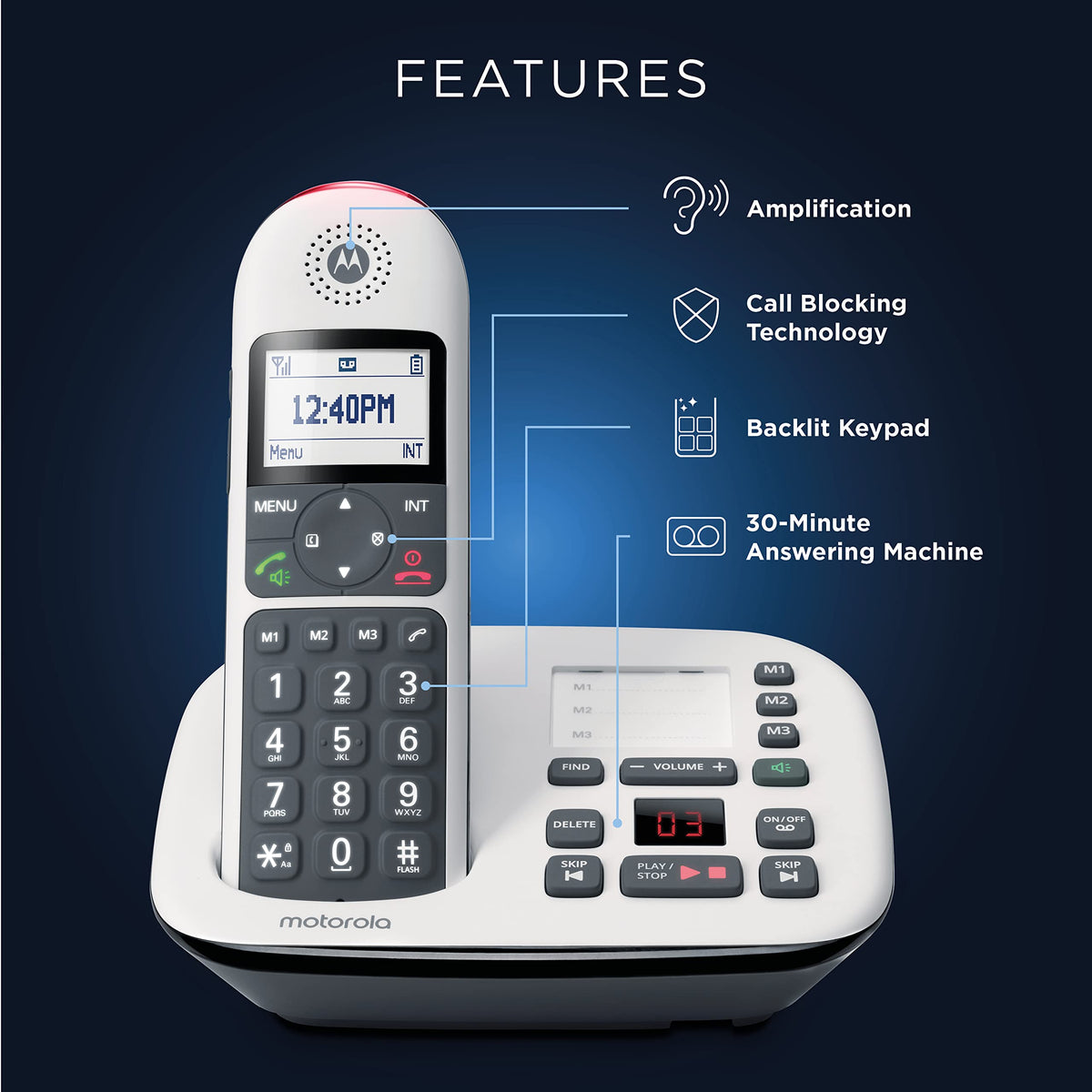 Digital Cordless Telephone with Answering Machine 4 Handsets DECT 6.0 W9175