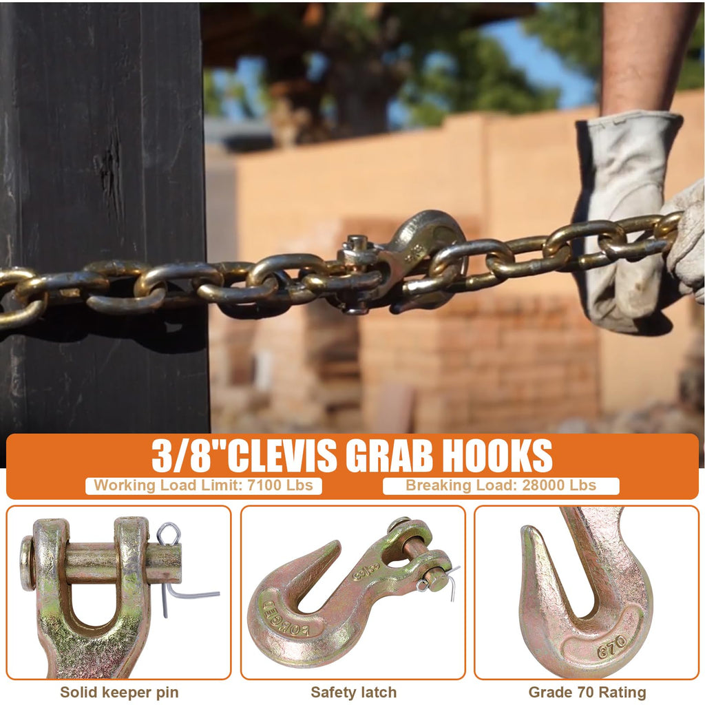 3/8" Grade 70 Clevis Grab Hooks, 10 Pack V789293