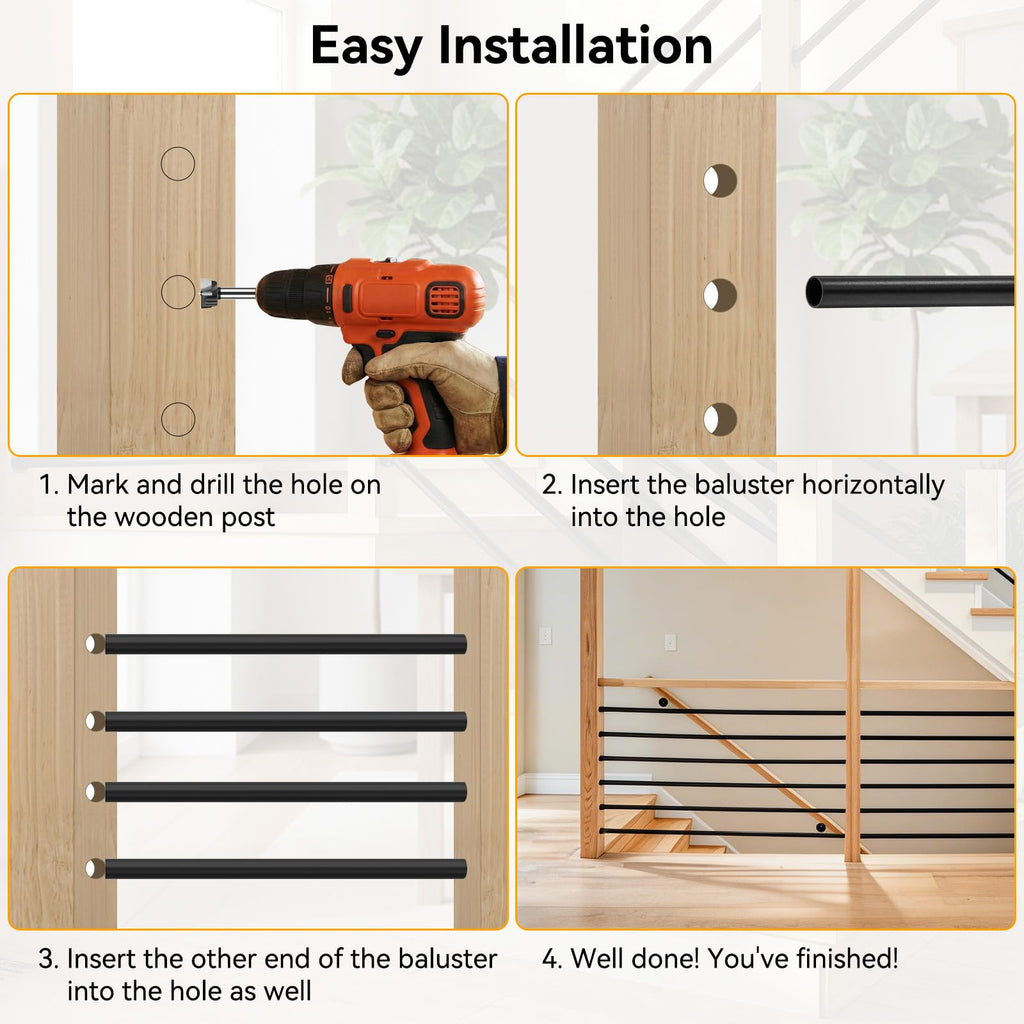 5 Pack 6 FT Aluminum Stair Balusters Matte Black E72865