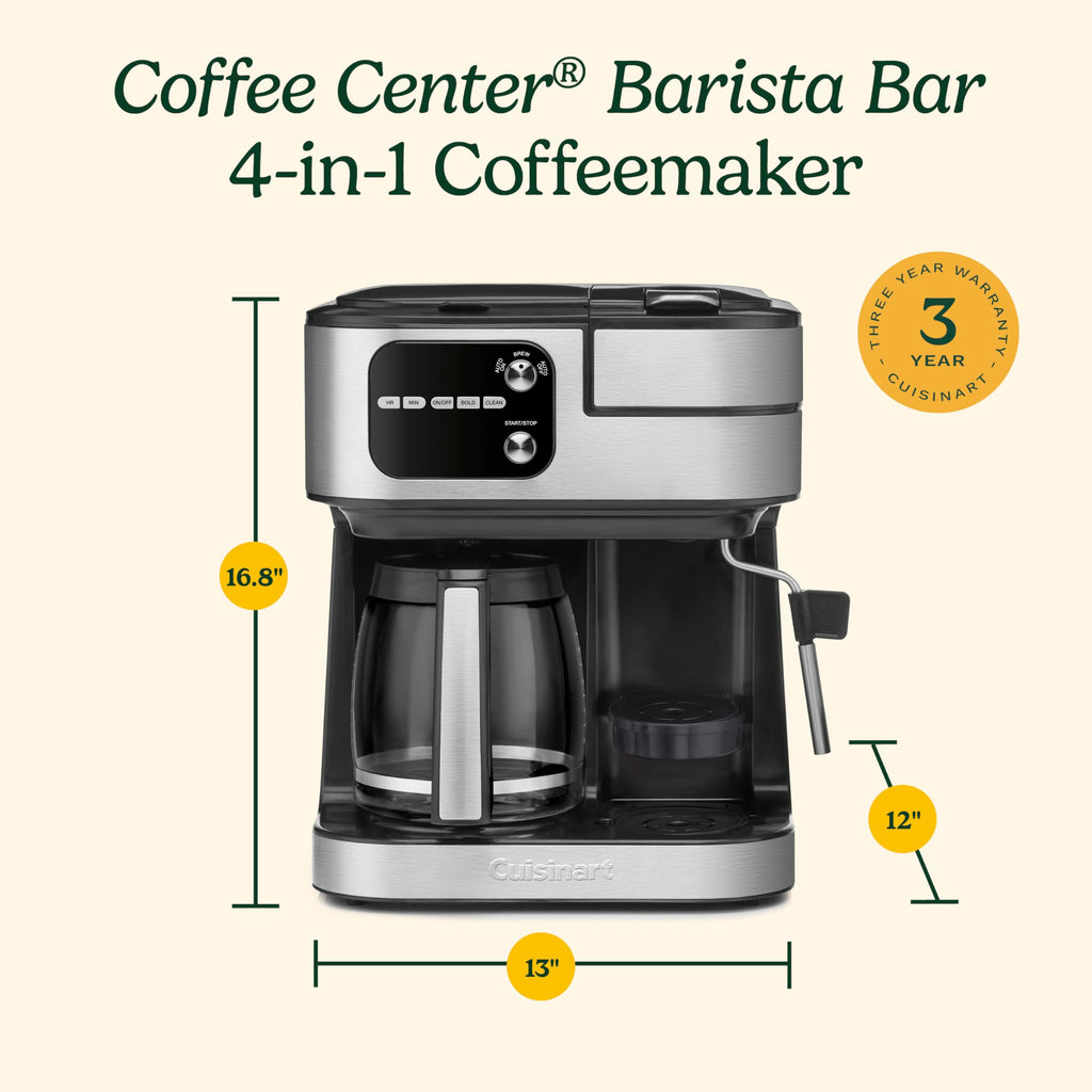 4-in-1 Coffee Maker with Three Brewing Sizes, Black F12091