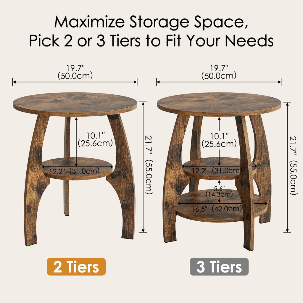 2-Tier Round Wood Side Table B4468