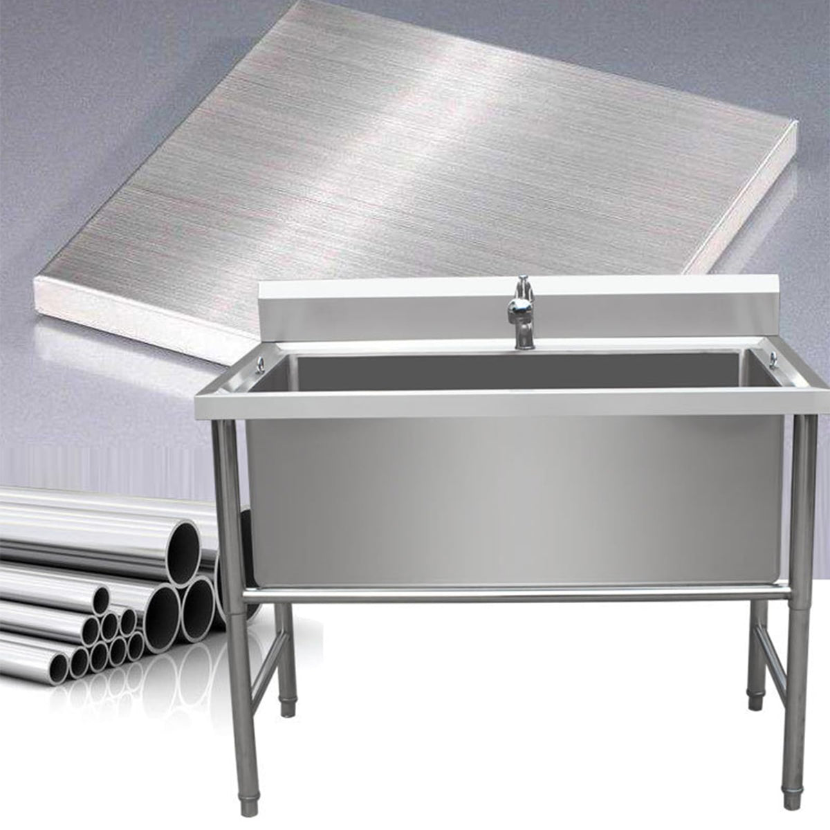 47" Stainless Steel Dog Grooming Tub with Stairs V926204