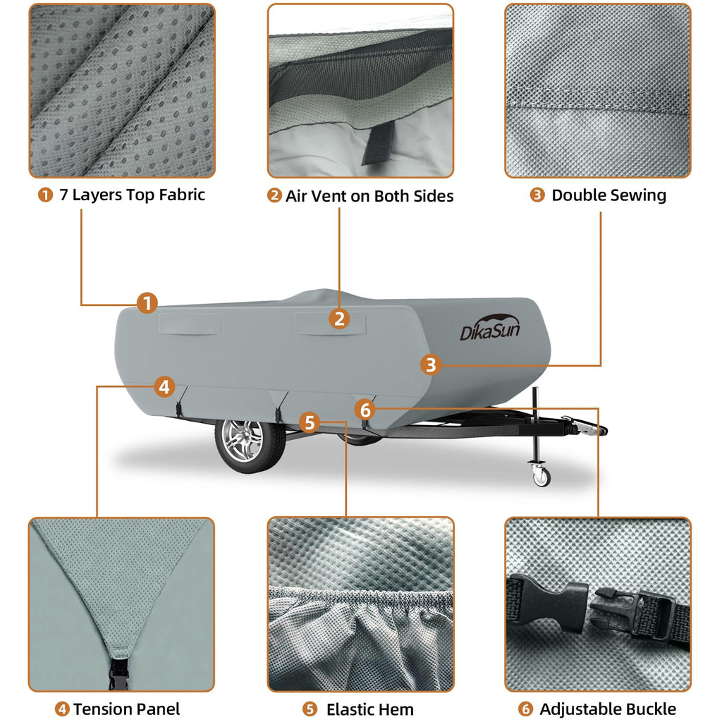 14' ~ 16' 7 Layers Waterproof Pop-up Camper Cover Q4370