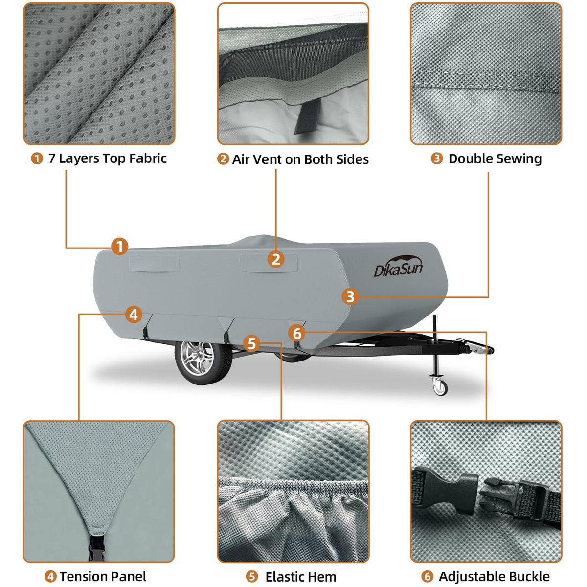 14' ~ 16' 7 Layers Waterproof Pop-up Camper Cover Q4370