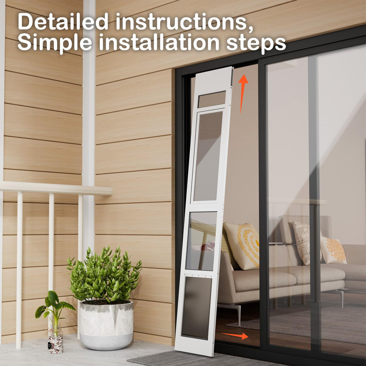 Adjustable Height Sliding Glass Door Dog Door L2357