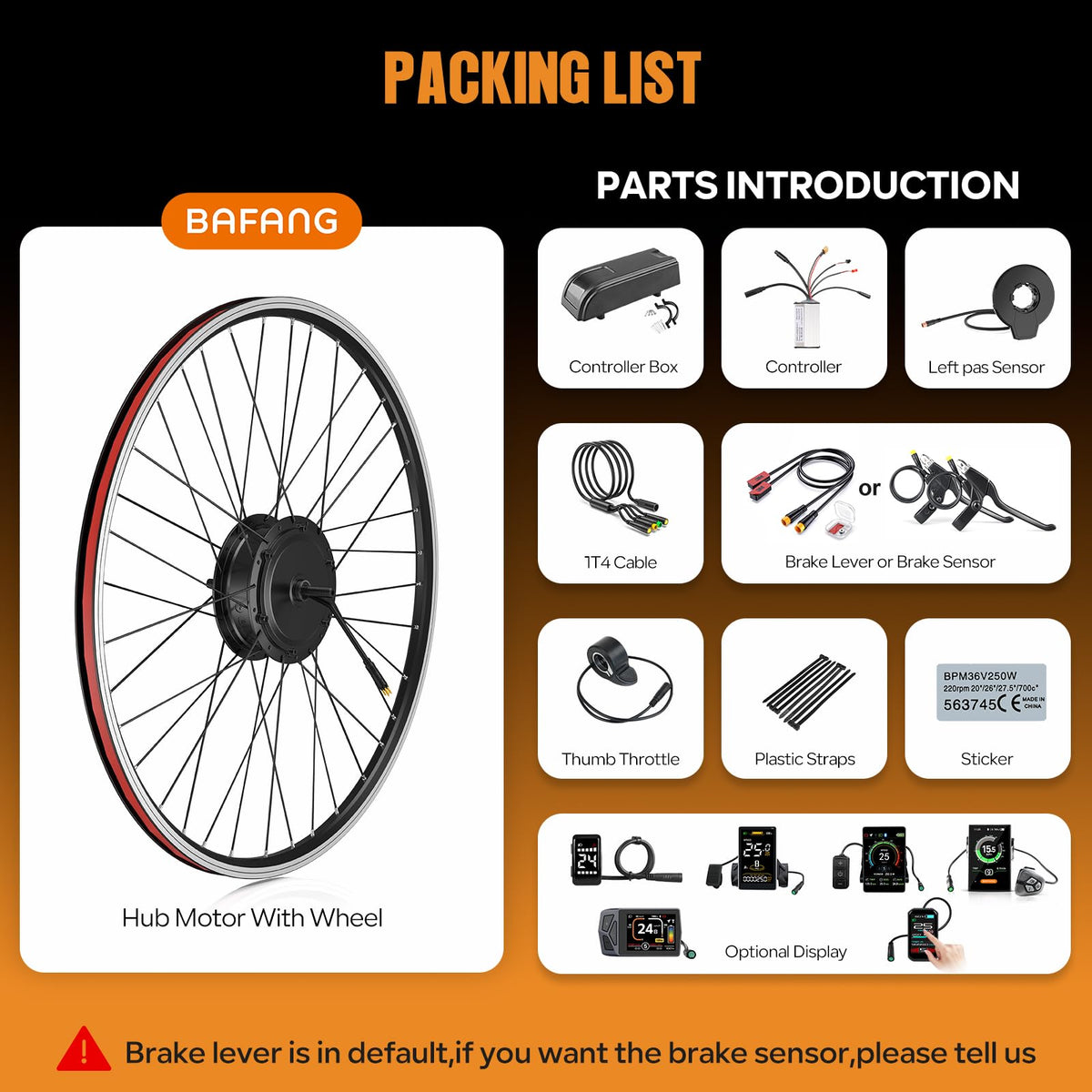 48V 500W Front Hub Motor Ebike Conversion Kit C3337
