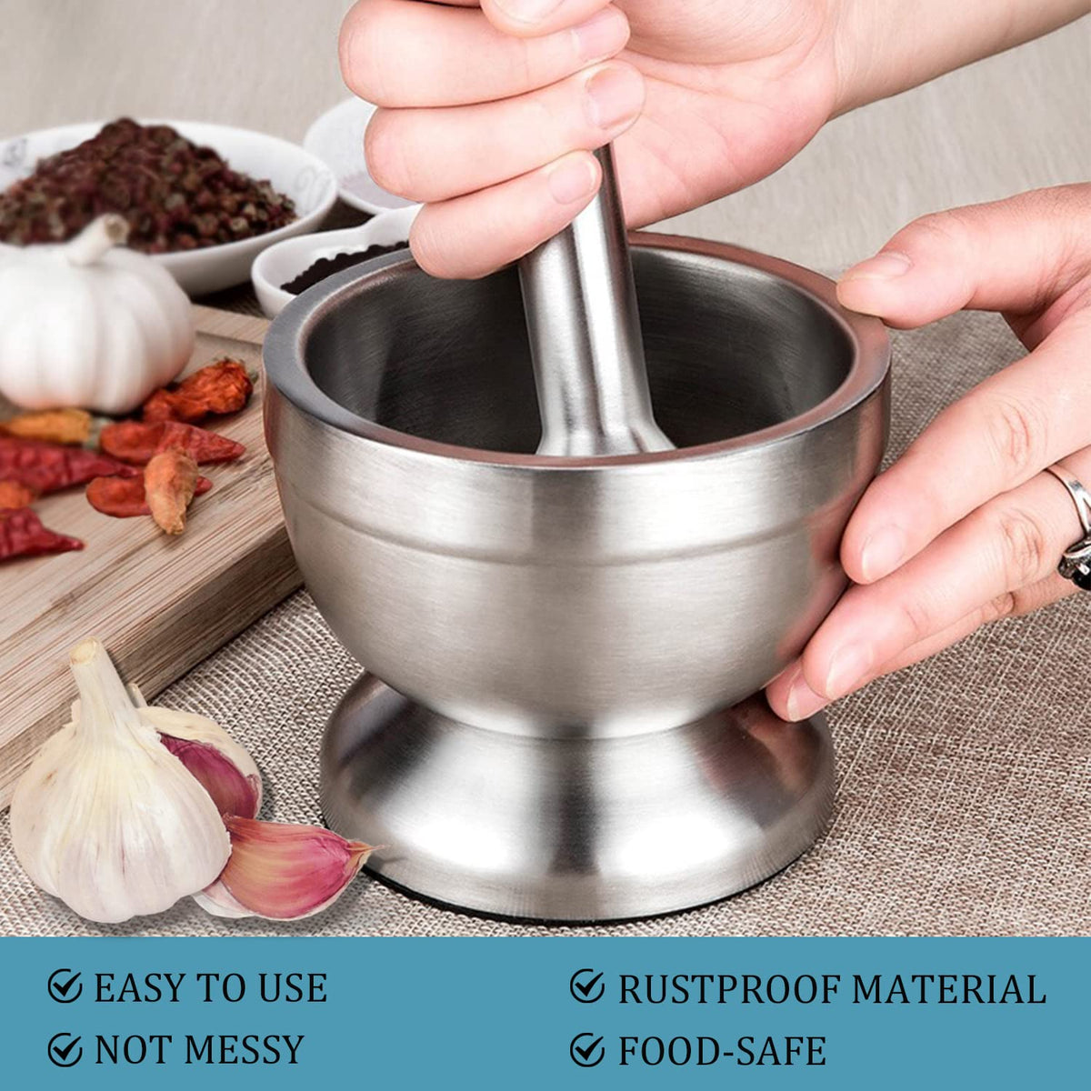 Stainless Steel Mortar and Pestle Set C60080