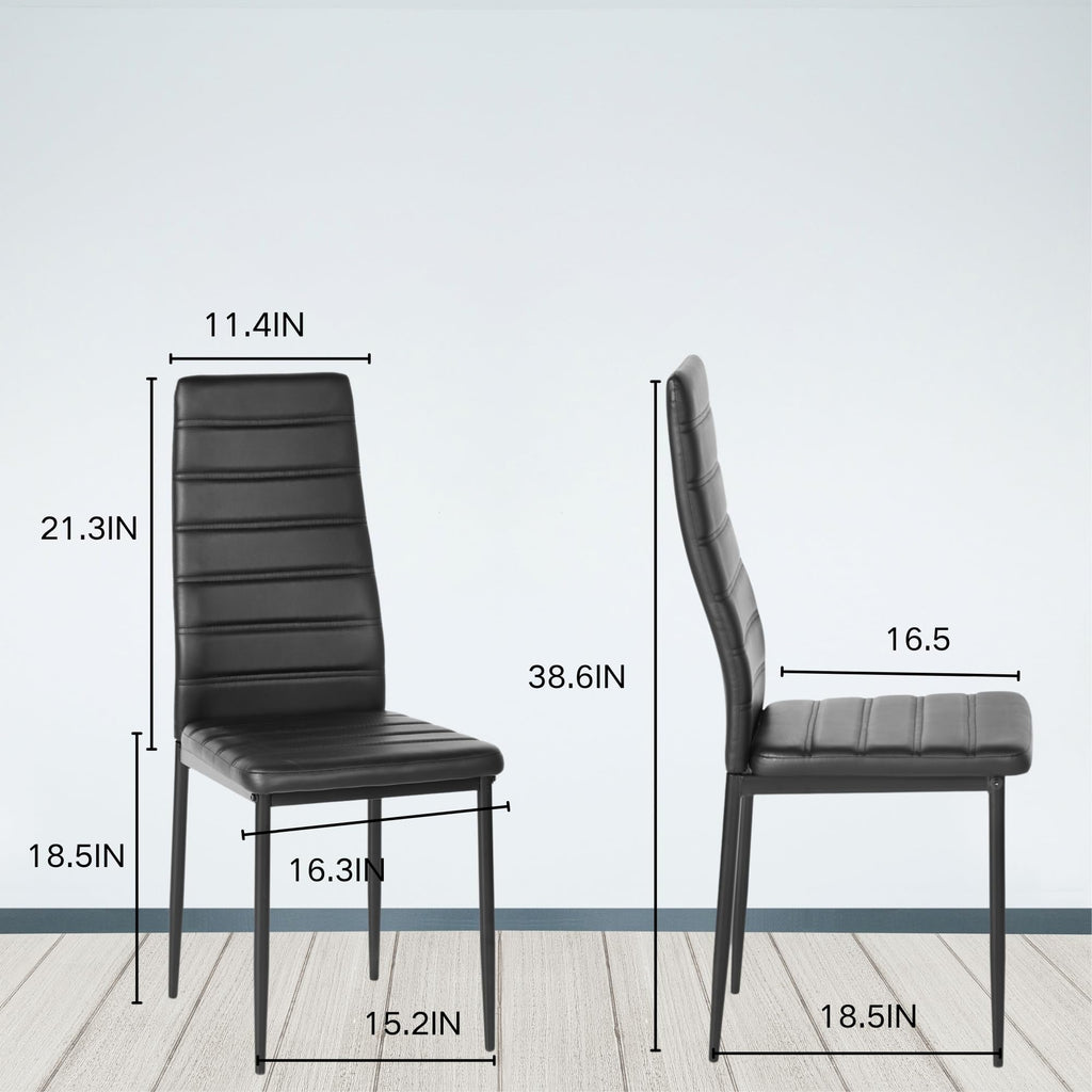 Black PU Dining Chairs Set of 4 Metal Legs L787737