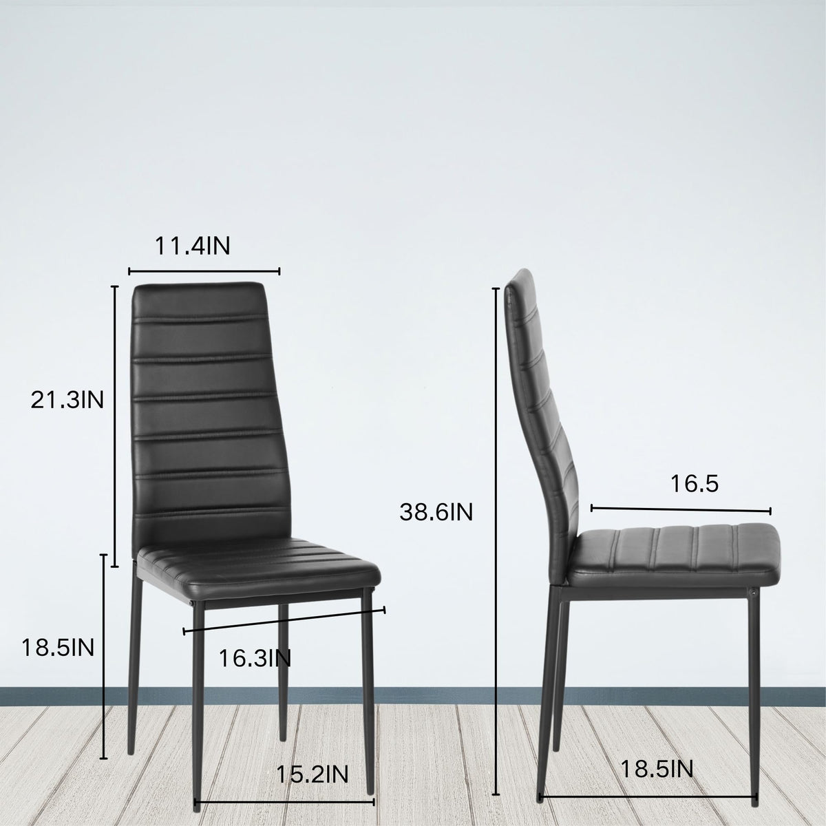 Black PU Dining Chairs Set of 4 Metal Legs L787737