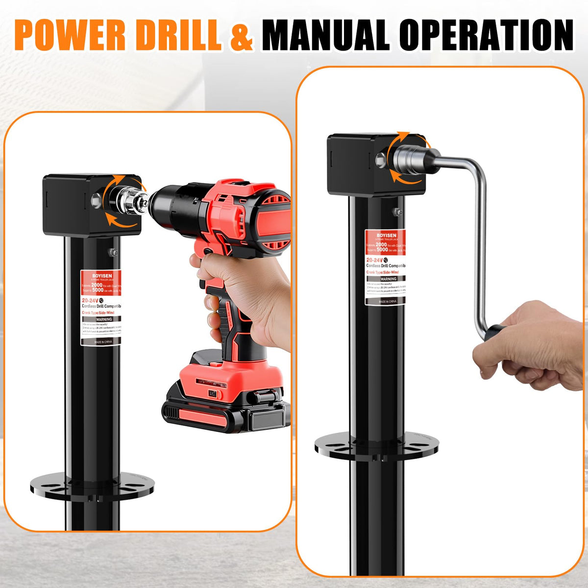 A-Frame Trailer Jack 2-in-1 5000lbs Foot Plate & 2000lbs Dual-Wheel B83206