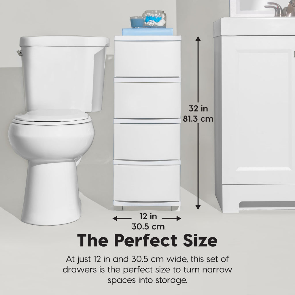 White 4 Drawer Slim Narrow Storage Organizer N398904
