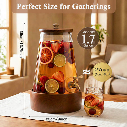 1.7 Gallon Glass Beverage Dispenser with Spigot S818789