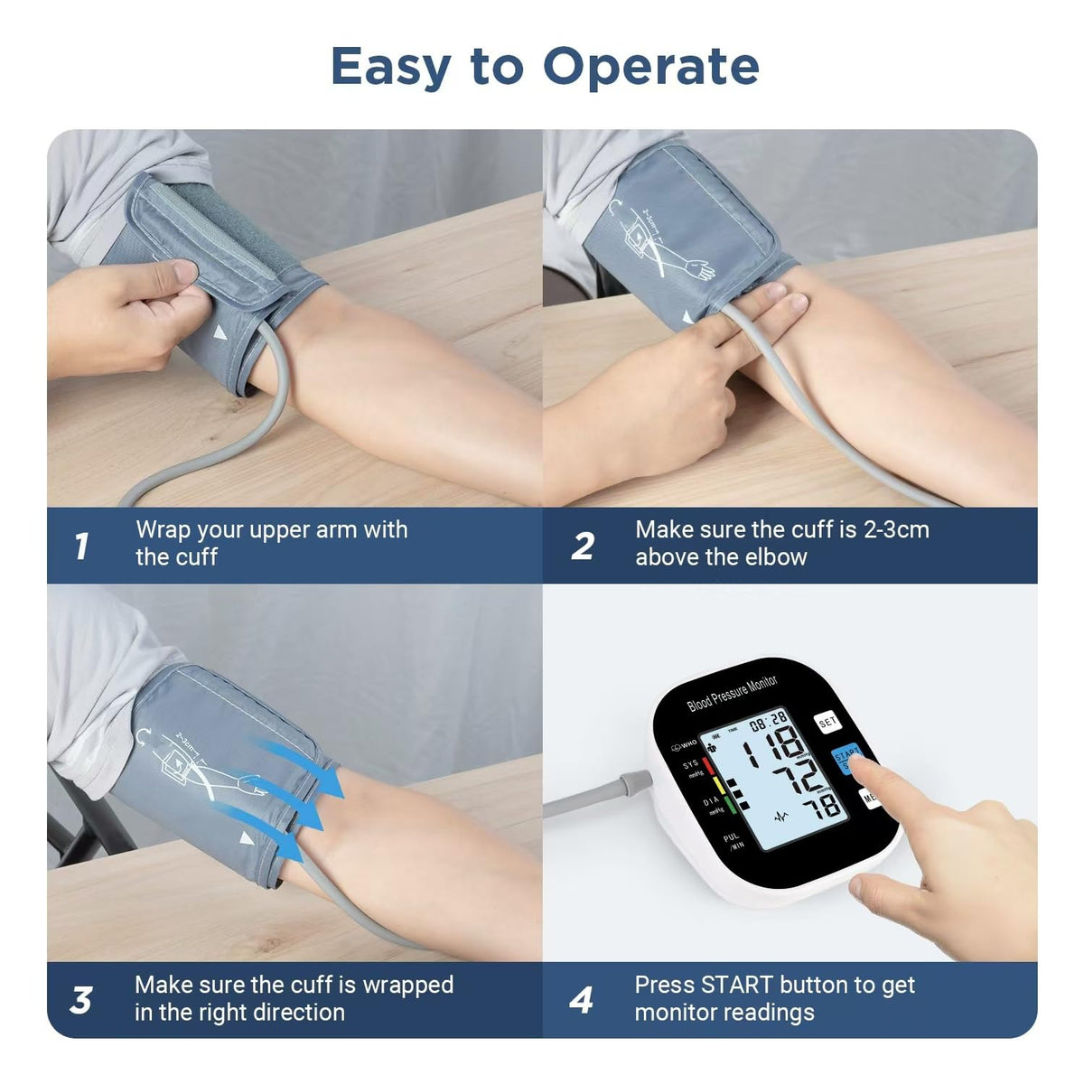Blood Pressure Monitor with Large Backlit Display for 2 Users Arm Cuff & Storage Bag Z5748