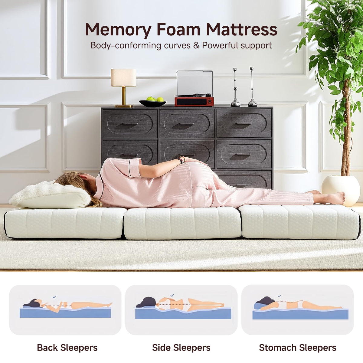 King Tri-Fold Memory Foam Mattress with Washable Cover B518210