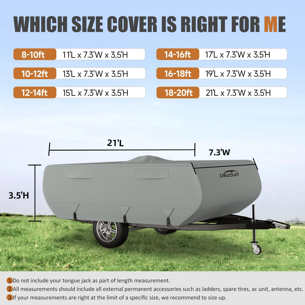 14' ~ 16' 7 Layers Waterproof Pop-up Camper Cover Q4370