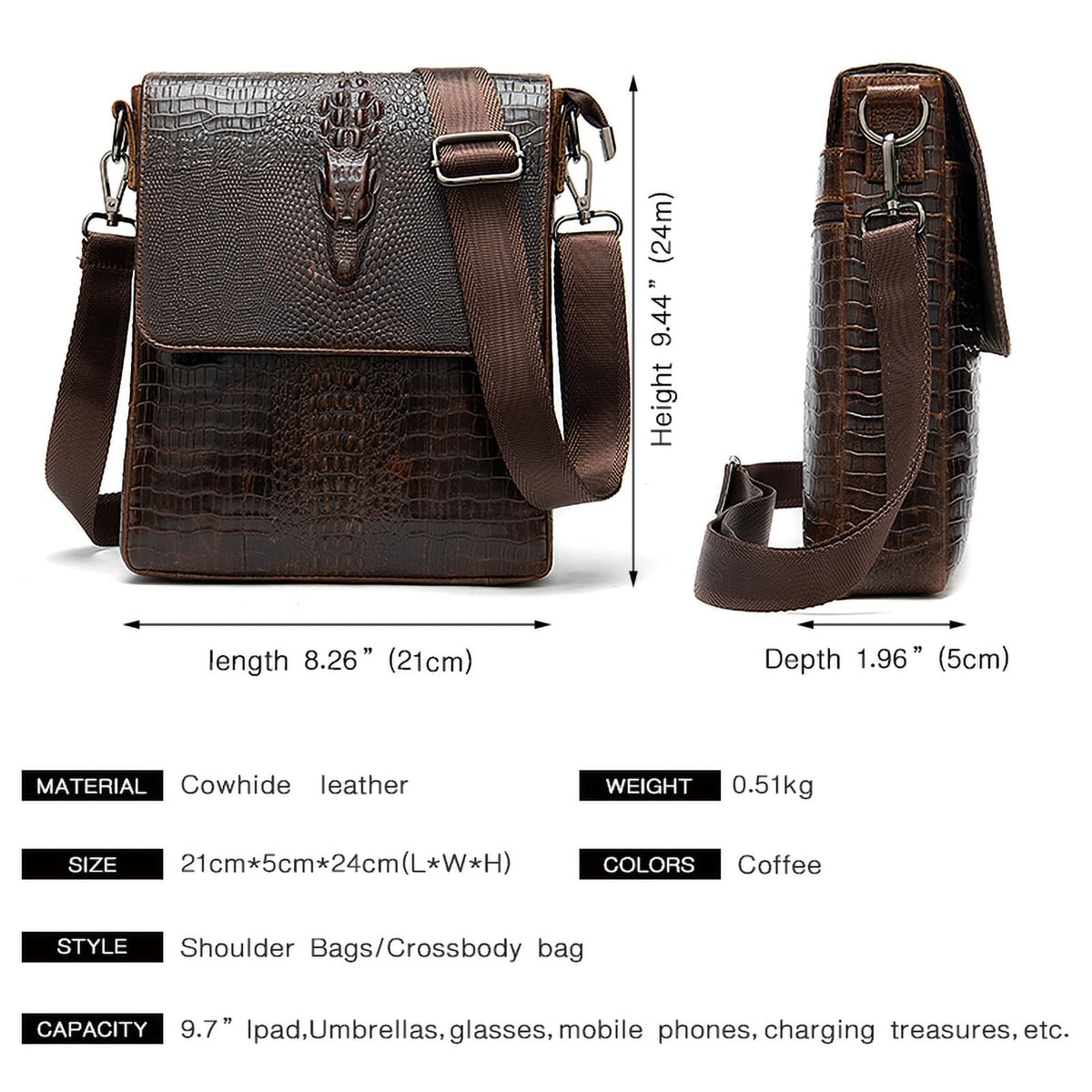 Leather Messenger Bag Shoulder Crossbody Bag C425