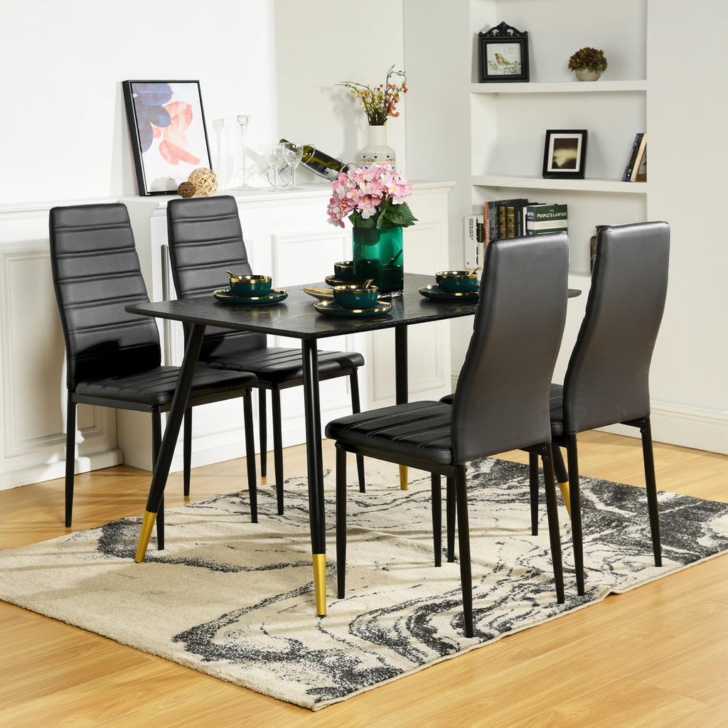 Black PU Dining Chairs Set of 4 Metal Legs L787737