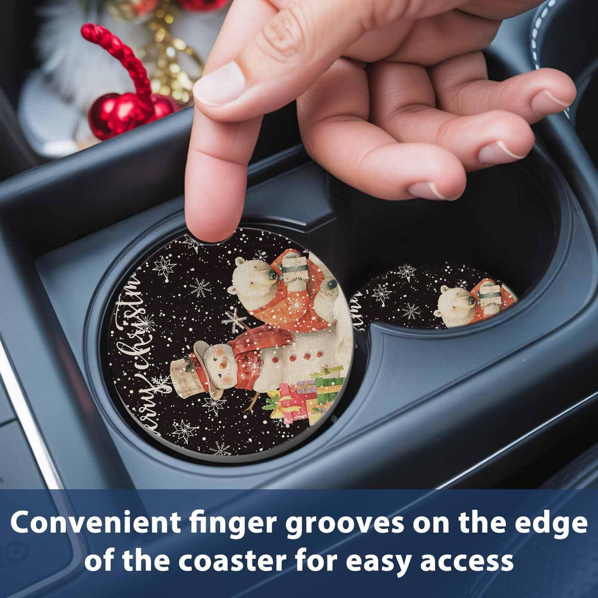 Absorbent Ceramic Stone Car Coasters Set of 2 C898721