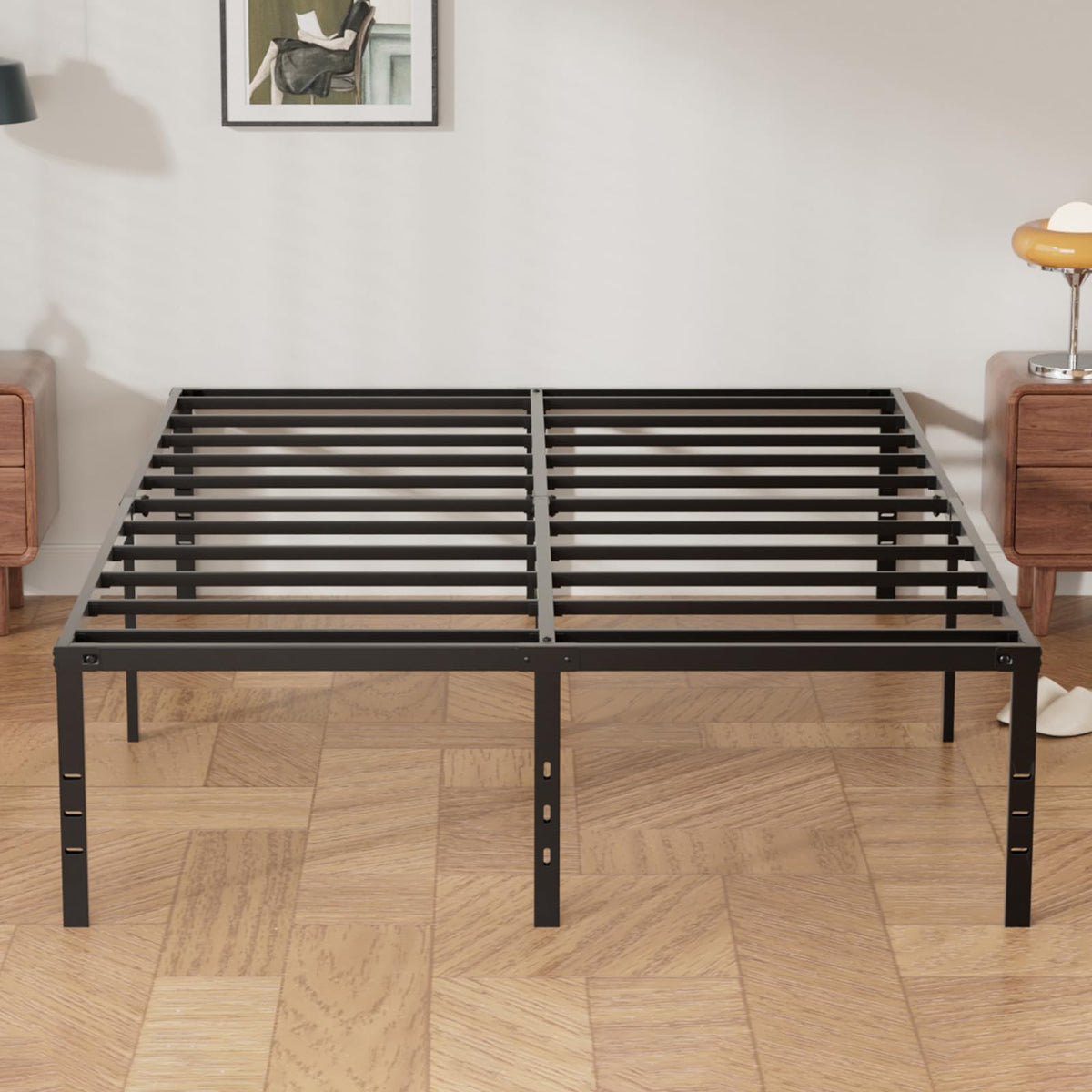 Queen Size Metal Bed Frame with Underbed Storage V276327