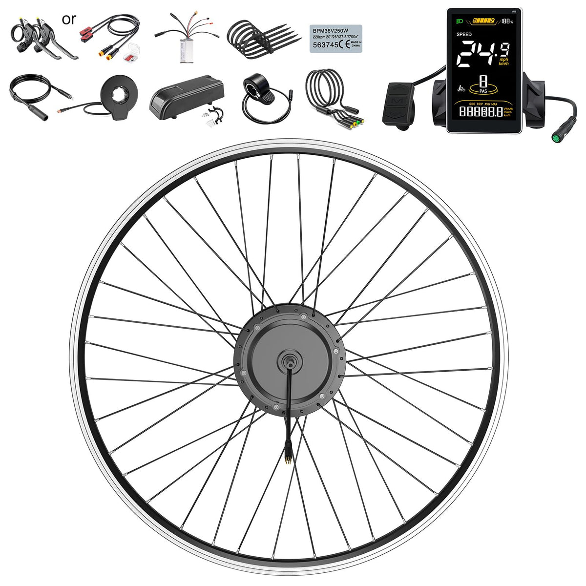 48V 500W Front Hub Motor Ebike Conversion Kit C3337