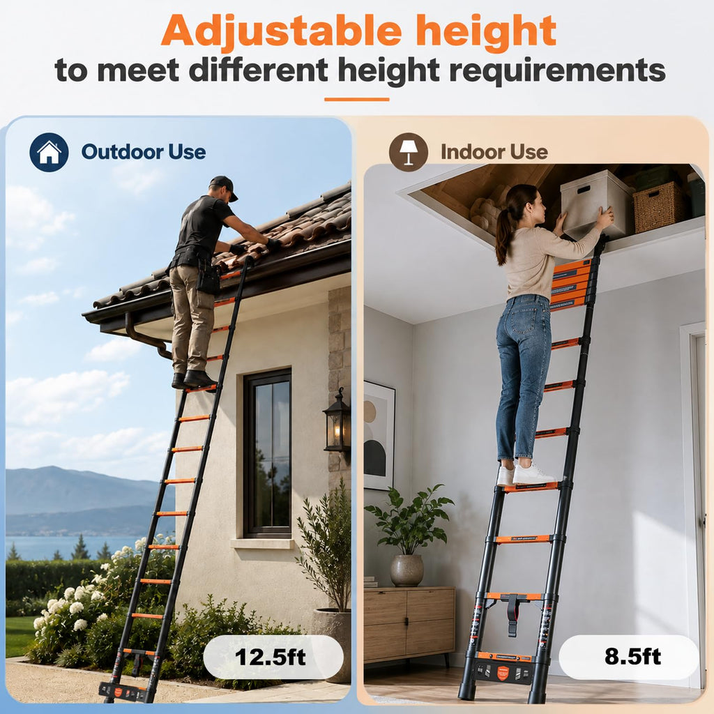 12.5 FT Aluminum Telescopic Ladder 330lbs S46137