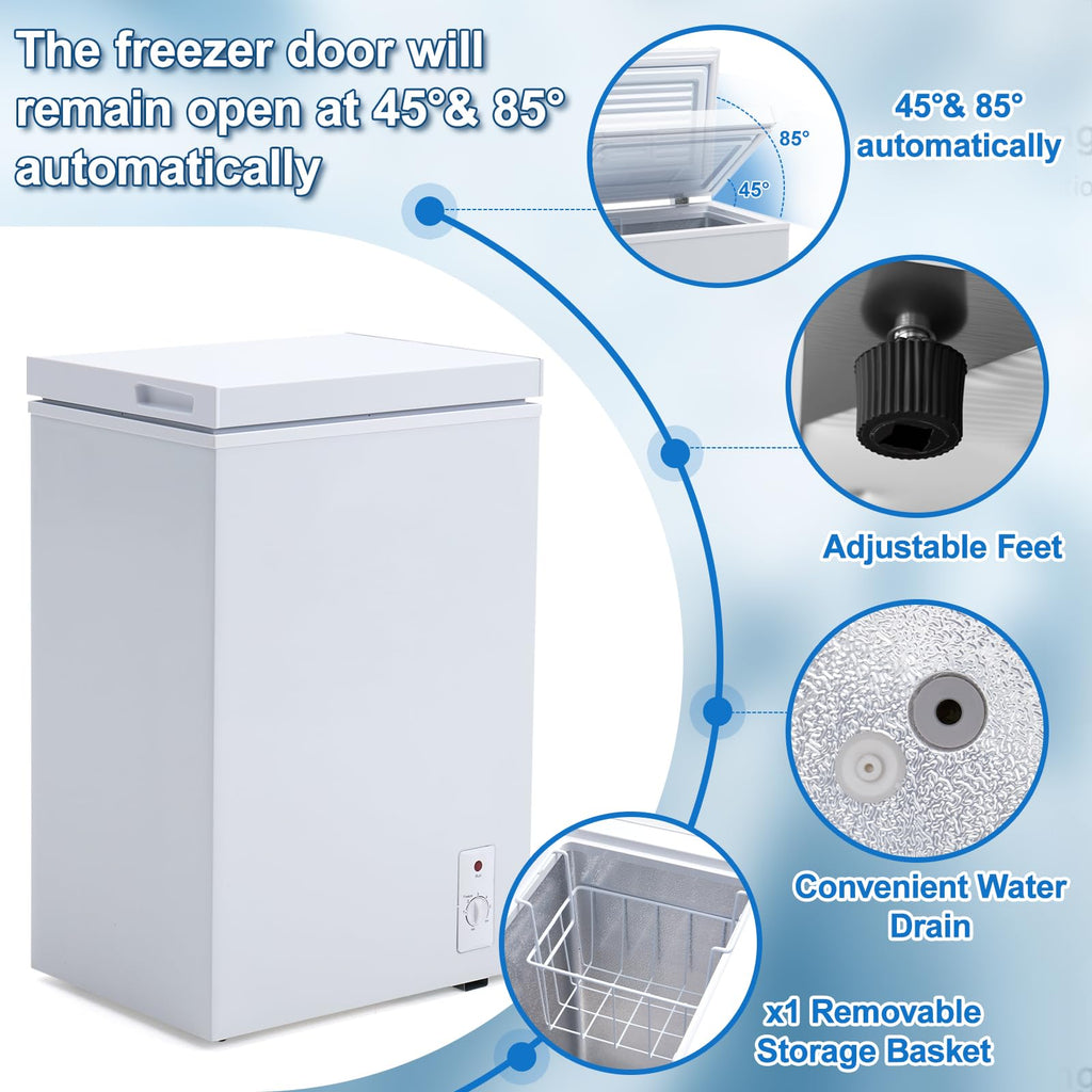 3.5 Cu.Ft White Chest Freezer with Removable Basket X186411
