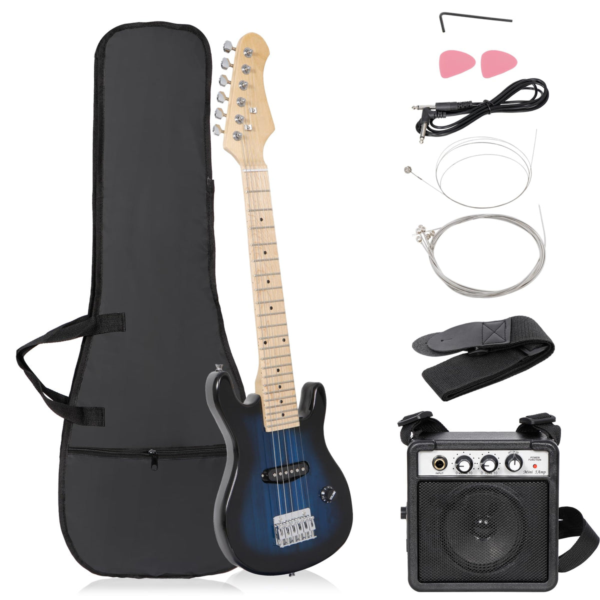 30 Inch Blue Electric Guitar Kit with Amplifier N565