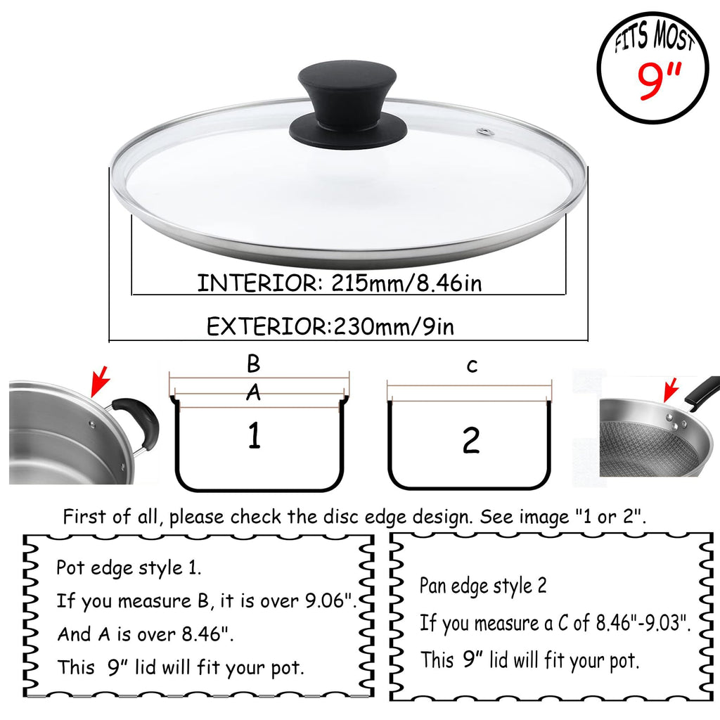 Universal Glass Pot Lid, 9 inch/23cm T602