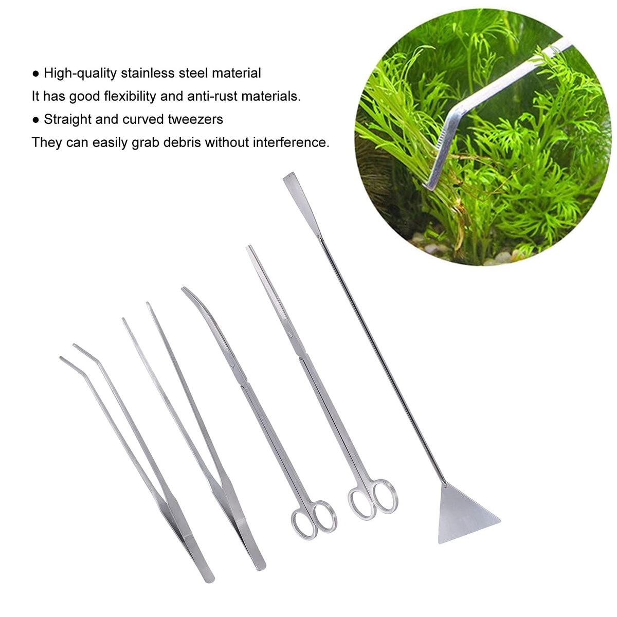 5 in 1 Stainless Steel Aquarium Cleaning Tool Kit E914183
