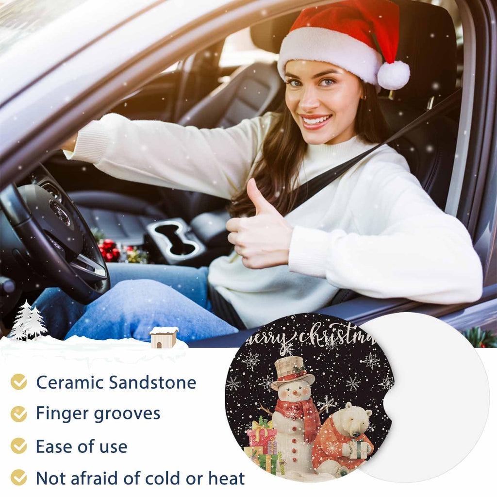 Absorbent Ceramic Stone Car Coasters Set of 2 C898721