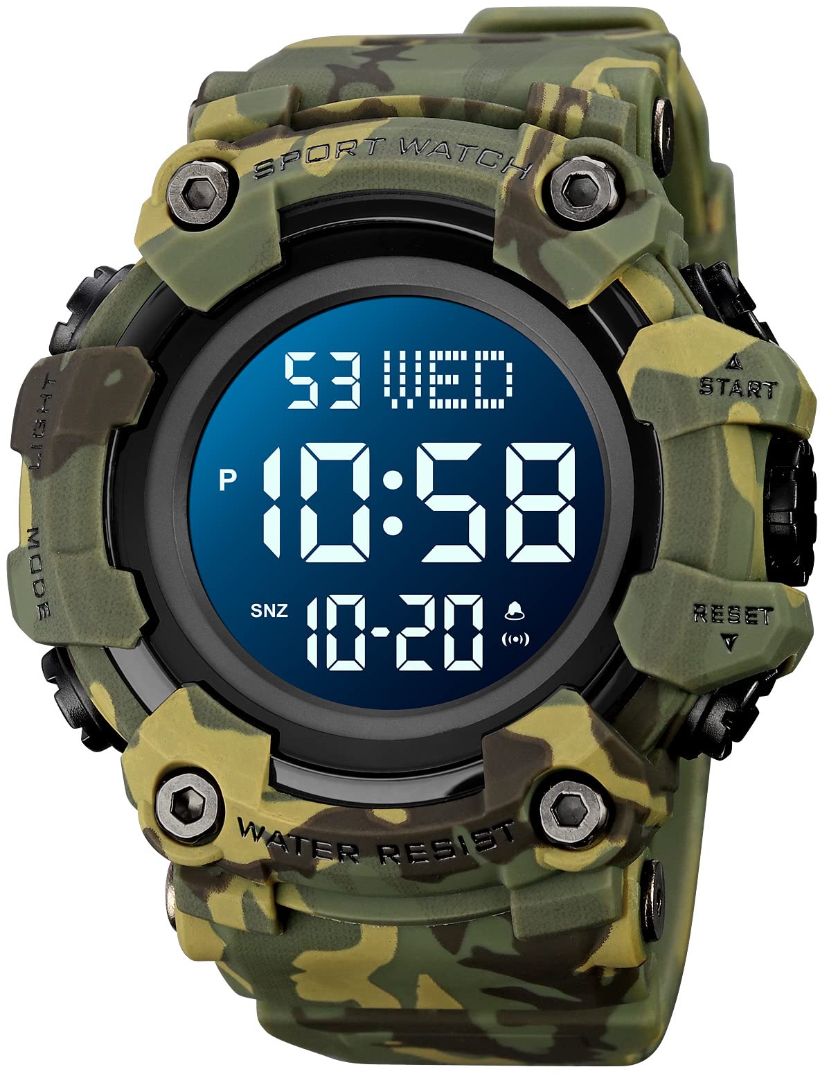 Men Digital Watch Waterproof LED Stopwatch H428064