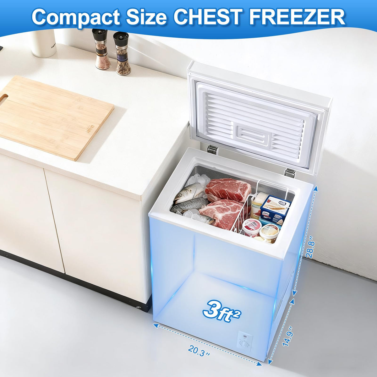 3.5 Cu.Ft White Chest Freezer with Removable Basket X186411