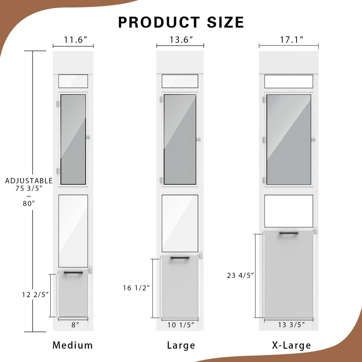 Adjustable Height Sliding Glass Door Dog Door L2357