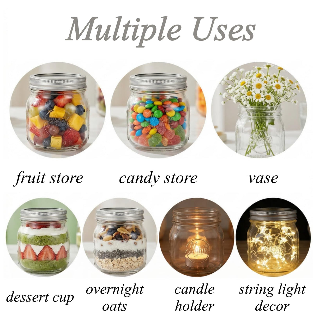 12 Pack 16Oz Wide Mouth Glass Mason Jars with Airtight Lids P6321