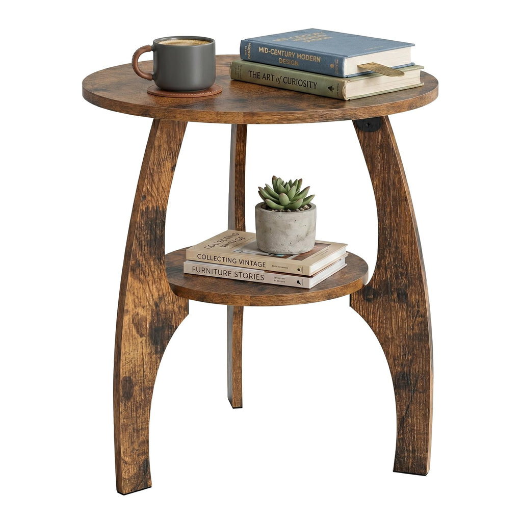 2-Tier Round Wood Side Table B4468