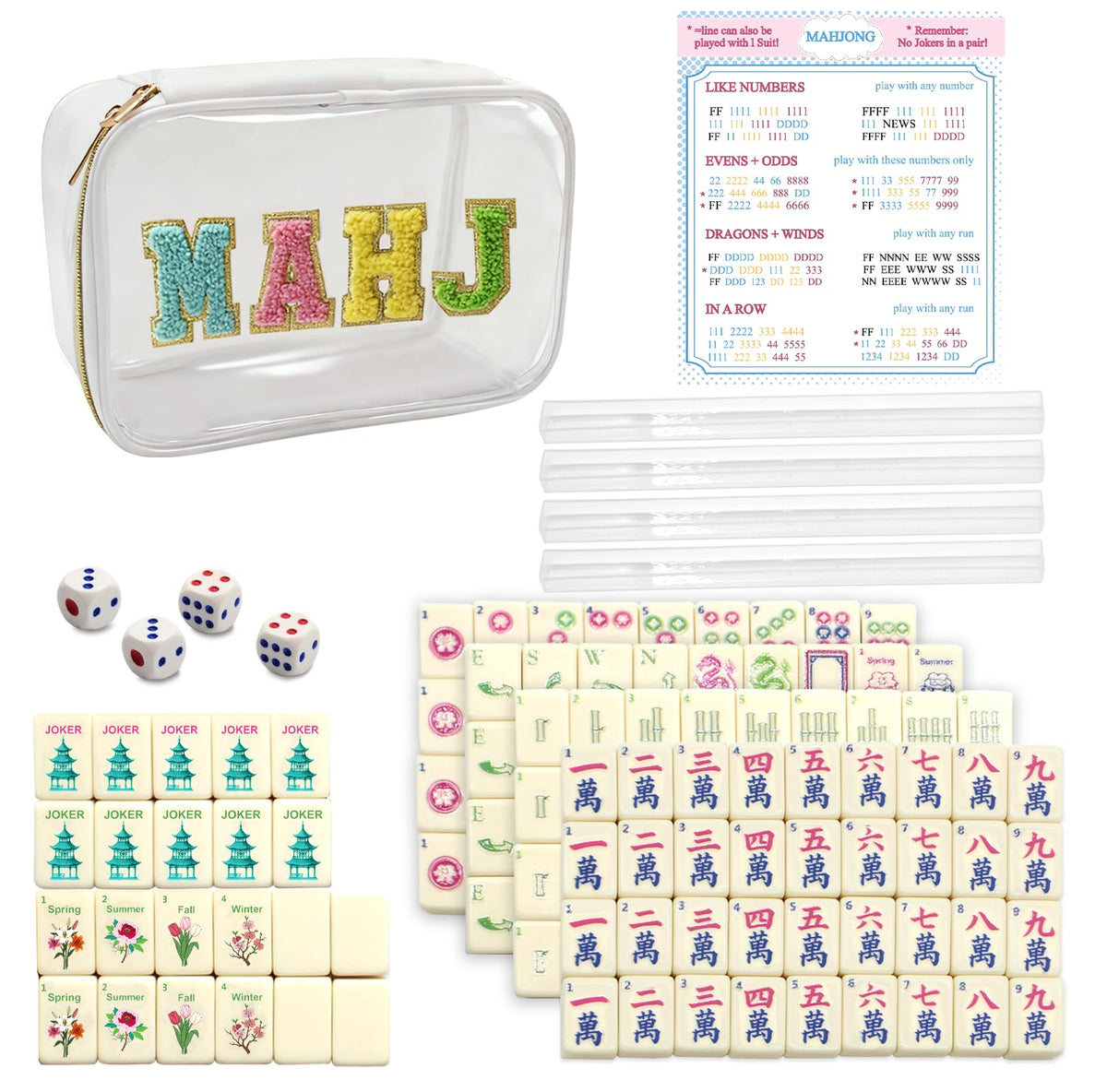 Mini Mahjong Set with 166 White Tiles V224