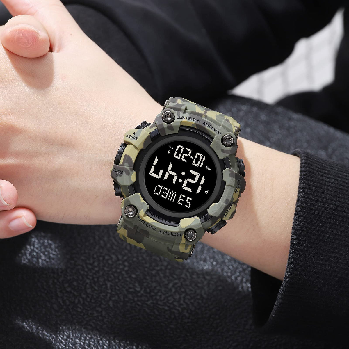 Men Digital Watch Waterproof LED Stopwatch H428064