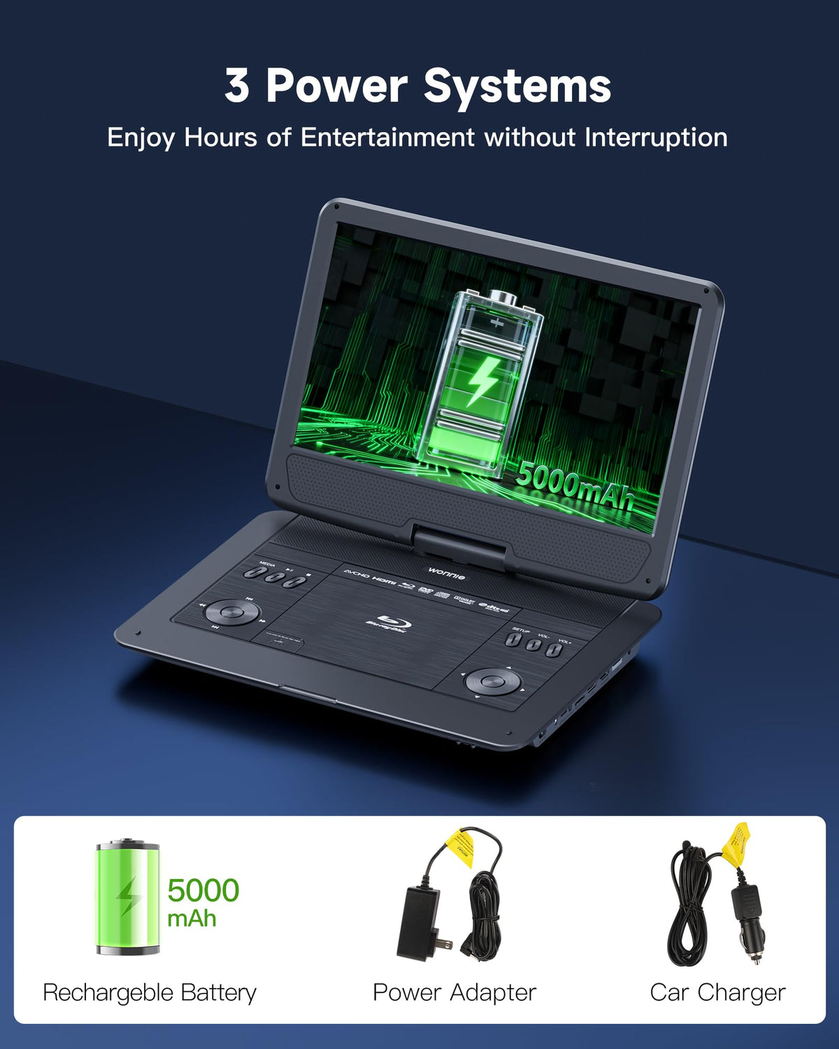 16.9" Portable Blu Ray Player with 14.1" 1080P Swivel Screen Z2552